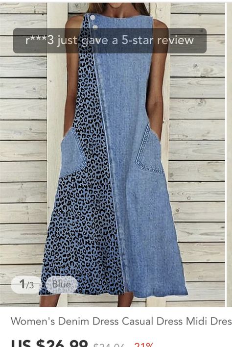 Denim Dress Casual, Casual Dress Midi, Printed Denim Dress, Denim Dresses Online, Rok Denim, Moda Denim, Womens Denim Dress, Denim Midi Dress, Dress Denim