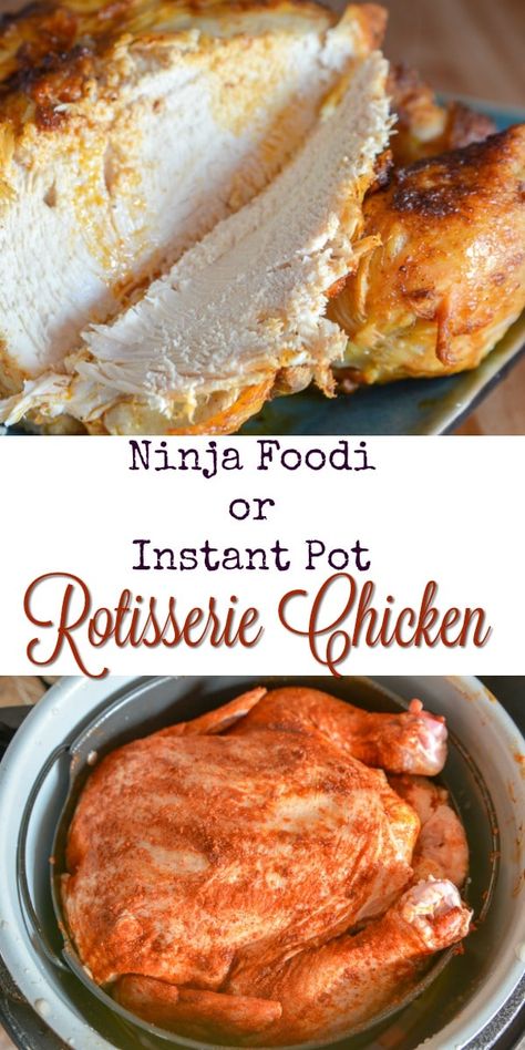 Food Instant Pot, Rotisserie Chicken Recipe, Ninja Cooking System, Ninja Cooking System Recipes, Cooking Whole Chicken, Ninja Recipes, Rotisserie Chicken Recipes, Instant Pot Dinner Recipes, Ninja Foodi