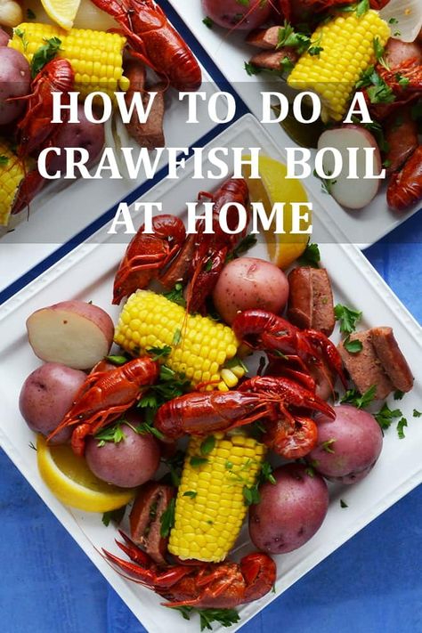 How to Do a Crawfish Boil at Home How To Cook Crawfish, Crawfish Boil Recipe, Crawfish Recipes, Seafood Boil Recipes, Boiled Food, Crawfish Boil, Seafood Boil, Cajun Recipes, Seafood Dinner