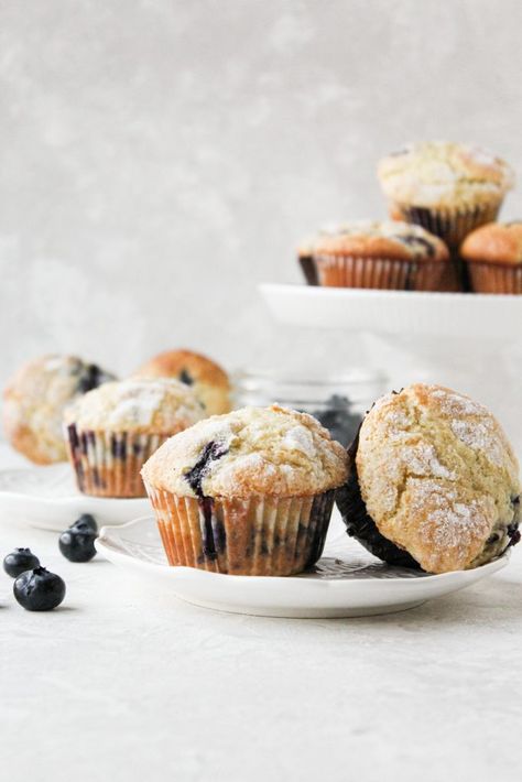 Blueberry Cottage Cheese Muffins - Sweets by Elise Bakery Blueberry Muffins, Blueberry Cottage Cheese, Cottage Cheese Muffins, Bakery Muffins, Muffin Flavors, Healthy Blueberry Muffins, Moist Muffins, Blueberry Cookies, Lemon Blueberry Muffins