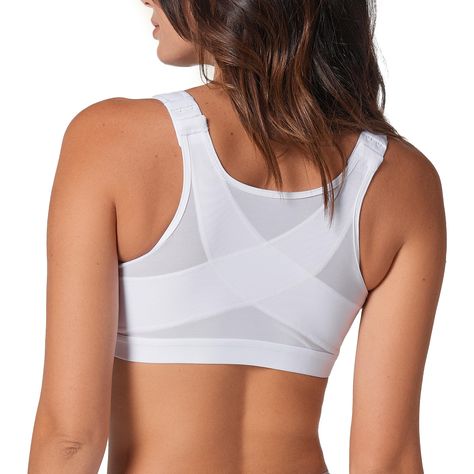 PRICES MAY VARY. POSTURE CORRECTOR BRA - These incredible bras for women gives you back smoothing support and offers a gentle minimizing effect. It features criss-cross PowerSlim firm compression fabric bands to improve your posture and provides support while the high-coverage underarm design streamlines your silhouette. FRONT CLOSURE - Full coverage bras for women with adjustable 2-level, 6-row front hook closure for easy wear and a perfect fit that make it very easy to put on and undetectable Posture Corrector Bra, Posture Corrector For Women, Posture Bra, Posture Support, Improve Your Posture, Wireless Bras, Bra For Women, Neck And Shoulder Pain, Coverage Bras