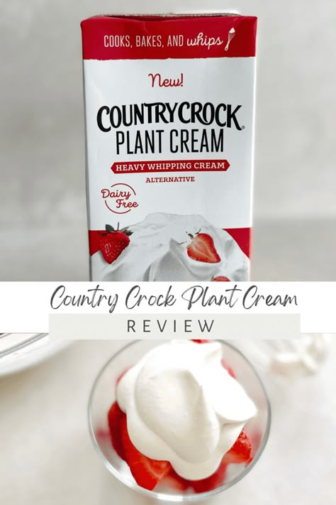 Country Crock Plant Cream, Plant Based Whipped Cream, Country Crock Plant Cream Recipes, Dairy Free Cool Whip, Vegan Cool Whip, Whip Cream Recipe, Dairy Free Heavy Cream, Vegan Heavy Cream, Gluten Free Peach Cobbler