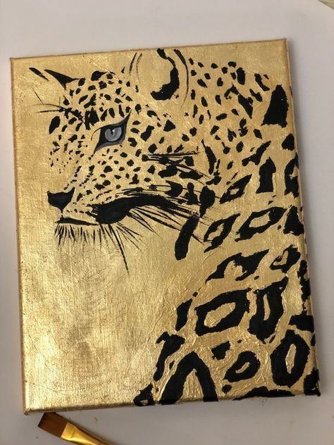 Leopard Painting, Gold Art Painting, Easy Canvas Art, Easy Canvas Painting, Art Painting Gallery, Canvas Painting Diy, Simple Acrylic Paintings, Nature Art Painting, Diy Canvas Art Painting