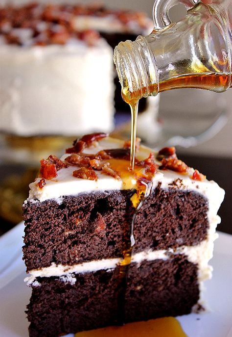 Dark Chocolate Maple Bacon Cake Recipe #SparklySavings #Shop #cbias Maple Bacon Cake Recipe, Bacon Chocolate Cake, Maple Bacon Cake, Bacon Cake, Bacon Desserts, Chocolate Bacon, Maple Bacon, A Piece Of Cake, Dishwasher Detergent