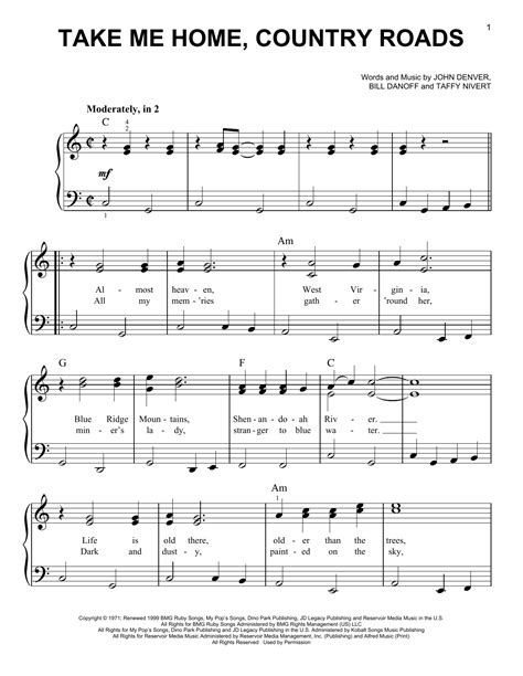 free printable country sheet music Pop Piano Sheet Music, Free Guitar Sheet Music, Tenor Saxophone Sheet Music, Piano Songs Sheet Music, Take Me Home Country Roads, Keyboard Sheet Music, Music Printables, Free Printable Sheet Music, Easy Sheet Music