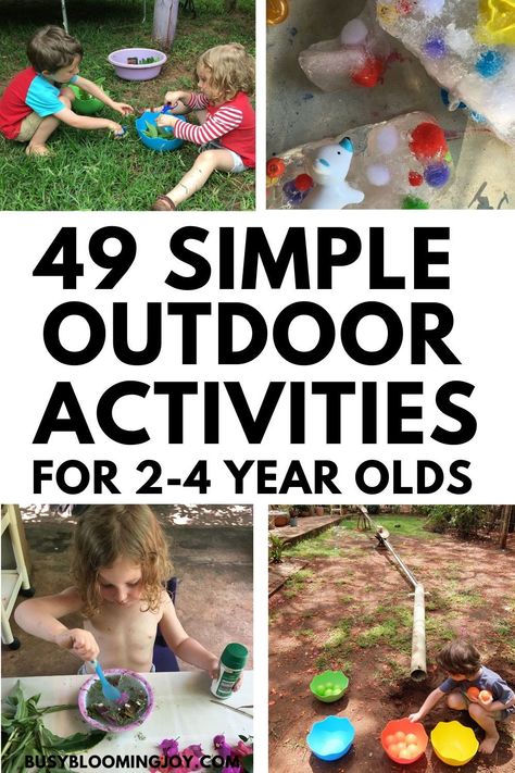 •Simple summer outdoor backyard  activities for your preschooler or toddler (2 year olds, 3 year olds and 4 year olds).  Fun outdoor play activities, simple no prep activities, water play activities,  gross motor backyard activities, fine motor & outdoor crafts for  preschoolers too.  Good independent play  activities perfect for outdoors, in your backyard this summer for preschoolers  and toddlers.  A giant list of outdoor  backyard activities for your toddler or preschooler to try this summer! Outdoor Activities For Preschoolers, Kaba Motor Becerileri, Preschool Outdoor Activities, Independent Play Activities, Water Play Activities, Outdoor Activities For Toddlers, Maluchy Montessori, Backyard Activities, Toddler Outdoor