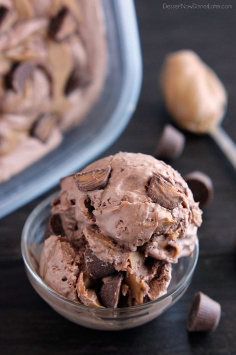 NO CHURN Chocolate Peanut Butter Cup Ice Cream from DessertNowDinnerLater.com Reeses Ice Cream, Peanut Butter Ice Cream Recipe, Peanut Butter Cup Ice Cream, Cup Ice Cream, Butter Ice Cream, Peanut Butter Ice Cream, Easy Ice Cream, Homemade Ice Cream Recipes, Chocolate Peanut Butter Cups