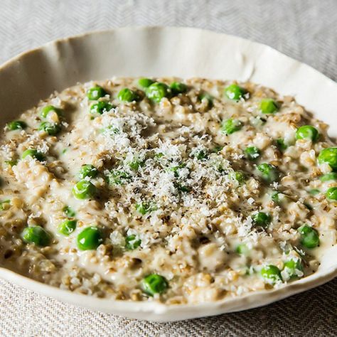 Peas Porridge Hot (Oat Risotto with Peas) recipe on Food52 Oat Risotto, Peas Porridge, Risotto With Peas, Hot Oats, Pea Recipes, Gluten Free Dinner, Savory Breakfast, Oatmeal Recipes, Whole Foods Market