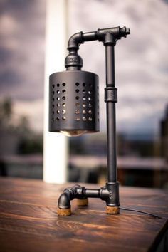 Lampe Steampunk, Lamp Pipes, Industrial Pipe Lamp, Lampe Diy, Pipe Decor, Diy Pipe, Pipe Lighting, Lamp Desk, Pipe Furniture