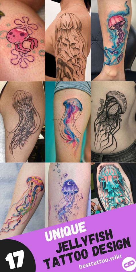 Jellyfish Tattoo Design Ideas: Inspiring Concepts and Designs for Your Next Jellyfish Tattoo #tattoo #art #jellyfish #tattooed Jellyfish Tattoo Women, Watercolor Jellyfish Tattoo, Small Jellyfish Tattoo, Jellyfish Tattoo Minimalist, Jellyfish Tattoo Design, Trend Tattoos, Poppy Tattoos, Ocean Sleeve Tattoos, Ocean Sleeve