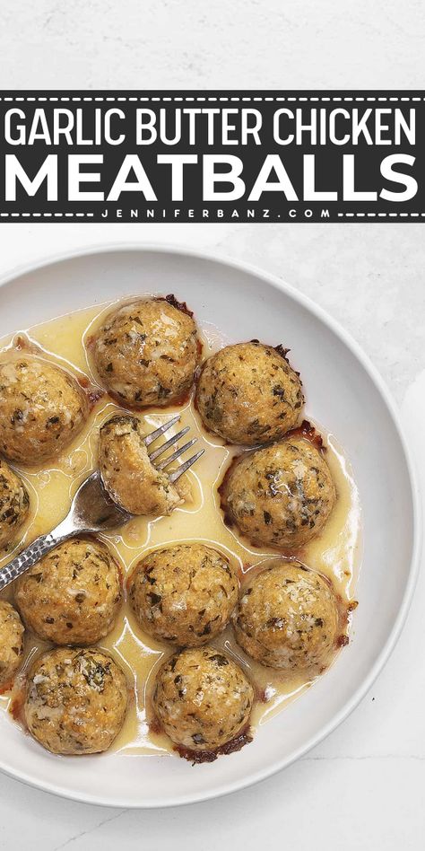 Meatballs are such an underrated dinner, in my opinion. These garlic butter meatballs are so full of flavor and very simple to make. Easy Garlic Butter Chicken, Garlic Butter Chicken Meatballs, Garlic Butter Meatballs, Butter Meatballs, Butter Chicken Meatballs, Keto Meat, Low Carb Meats, Low Carb Meatballs, Easy To Cook Meals