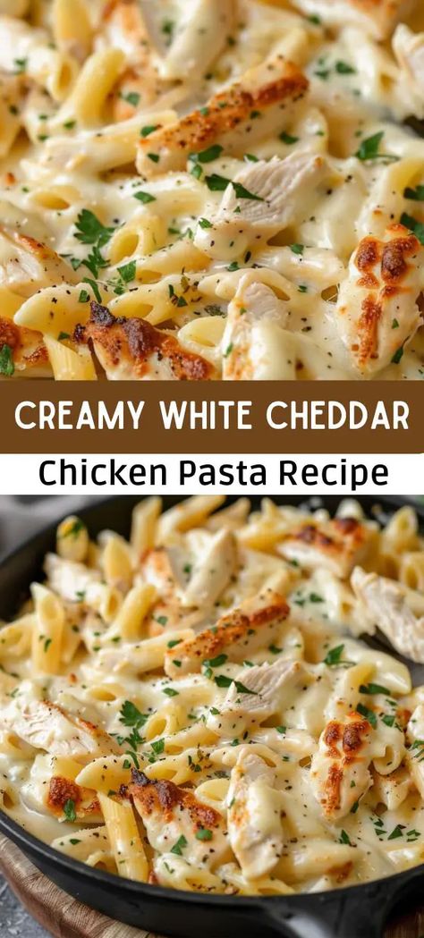 Creamy Chicken Mozzarella Pasta, Chicken Mozzarella Recipes, White Cheddar Chicken Pasta, Cheddar Chicken Pasta, Cheddar Pasta, Pasta Casseroles, Creamy Chicken Pasta Recipes, Cheddar Cheese Sauce, Creamy Pasta Recipes