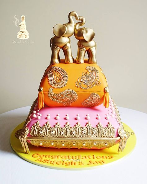 Sandy's Cakes Diwali Cake, Bollywood Cake, Reception Cake, Elephant Cakes, Bollywood Party, Traditional Cakes, Temple Wedding, Engagement Cakes, Diy Wedding Decorations