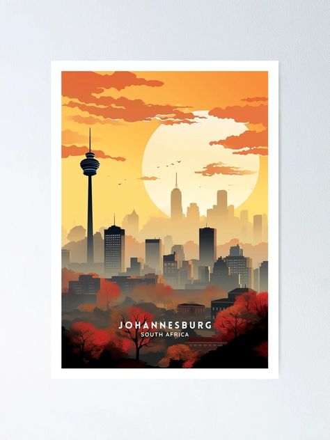 "Johannesburg Journey: South Africa - Travel Illustration" Poster for Sale by NeuralVibe | Redbubble Margate South Africa, Johannesburg South, South Africa Travel, Tshirt Design Men, Pop Art Wallpaper, Travel Illustration, Illustration Poster, Bedroom Posters, Humble Abode