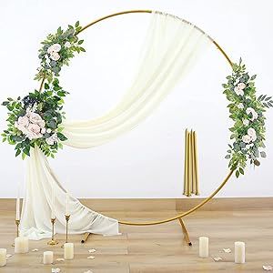 GARFANS Round Backdrop Stand 6.56FT Metal Gold Wedding Arch with Support Feet Nails Circle Balloon Arch Stand Garden Arbor Frame for Wedding Birthday Party Baby Shower Photo Background Ceremony Decor Nails Circle, Party Backdrop Stand, Gold Wedding Arch, Arch Background, Flowers Balloons, White Wedding Arch, Arch Frame, Metal Wedding Arch, Round Backdrop