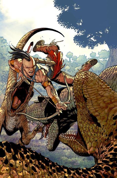 Turok Dinosaur Hunter Art, Turok Art, Turok Dinosaur Hunter, Fantasy Dinosaur, Dinosaur Hunter, Valiant Comics, Web Comics, Dc Comics Artwork, Art Gallery Room