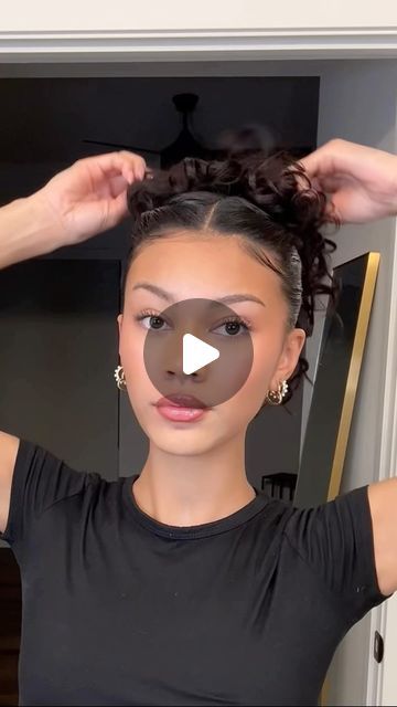 𝐌𝐈𝐊𝐀𝐘𝐋𝐀 on Instagram: "super easy twisted updo for V-Day ☺️💌  #curls #hairtutorial #hairinspo" Server Updos Hairstyles, Wavy Hairstyles Updo, Curly Hair Easy Updo, Hairstyles For Bed, Curly Hair Updos, Wavy Updo, Wavy Hairstyles Medium, Twisted Updo, Curly Updo