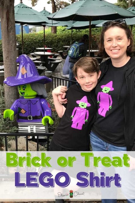 DIY LEGO Shirt for Halloween at LEGOLAND. It's a fun alternative to a costume during Brick or Treat and features a LEGO Witch Minifigure. Download the SVG file and cut iron on vinyl using your Cricut machine. LEGOLAND Shirts for Family | LEGO Shirts Family | Funny Family Vacation Shirts | LEGO Birthday Shirt | LEGO Shirt Ideas Lego Shirt Ideas, Legoland Shirts, Funny Family Vacation Shirts, Lego Birthday Shirt, Disney Crafts For Kids, Lego Shirts, Lego Halloween, Cameo Crafts, Disney Countdown