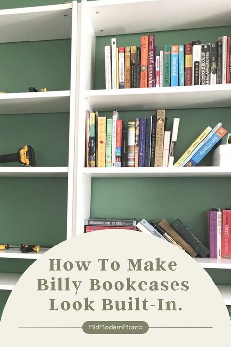 Elevate the look of your Ikea Billy Bookcases with this easy hack to make them appear built-in. Just a few easy tweaks will transform your shelves from off the shelf to stylish focal point. billy bookcase hack. billy bookcase. billy bookcase built in. billy bookcase built in office. billy bookcase built in hack. ikea billy bookcase hack built ins. billy bookcase hack built ins. ikea hacks billy bookcase built ins. ikea hacks. ikea hacks storage. Making Billy Bookcases Look Built In, Ikea Shelf Hack Billy Bookcases, Billy Bookcase Crown Molding, Library Ikea Bookshelves, Ikea Hack Book Shelves, Upgrade Ikea Bookcase, Diy Faux Built In Bookcase, Bully Bookcase Ikea, Ikea Billy Bookcase Hack Trim