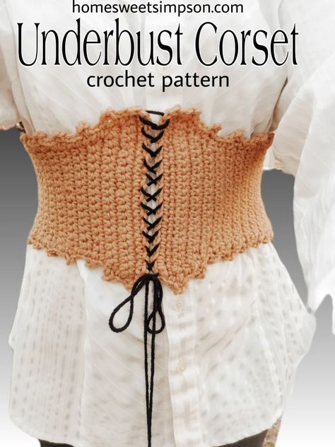 Underbust Corset – Home Sweet Simpson Crochet Corset Crochet, Confection Au Crochet, Mode Crochet, Crochet Design Pattern, Crochet Simple, Crochet Fashion Patterns, Underbust Corset, Crochet Clothes Patterns, Chale Crochet