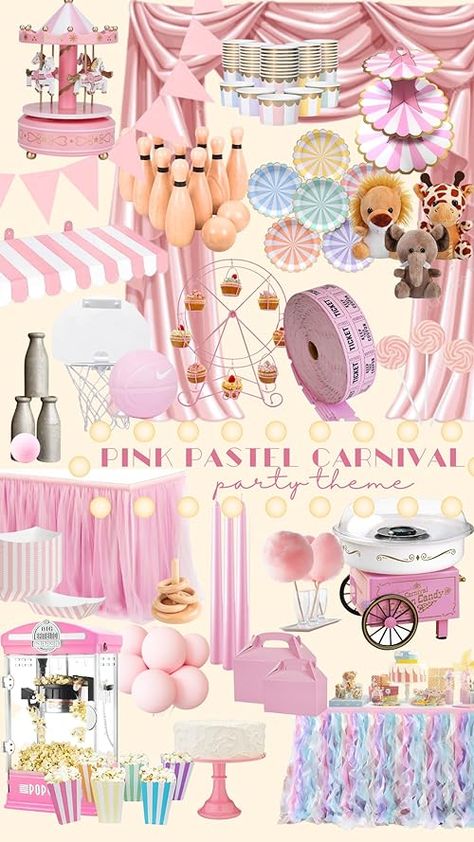 Abbey and Hayley's Amazon Page Stormi World Birthday Theme, Carnival Birthday Party Pastel, Pink Carnival Theme Party, Pastel Circus Birthday Party, Pastel Carnival Theme Party, Pink Carnival Party, Pink Carnival Birthday Party, Pastel Carnival Birthday Party, Pastel Circus Party