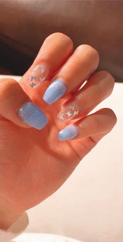 Not my pin Nails For 10, Pastel Nail Art, Simple Acrylic Nails, Her Nails, Blue Nail, Acrylic Nails Coffin Short, Summer Acrylic Nails, Nagel Inspo, Short Acrylic Nails Designs