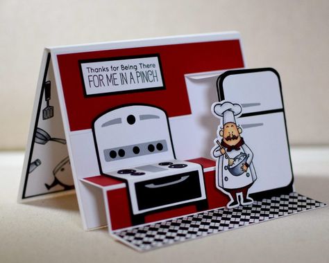 Chef Card, Bench Card, Chef Art, Tarjetas Pop Up, Food Cards, Homemade Birthday Cards, Mft Cards, Card Folds, Step Cards