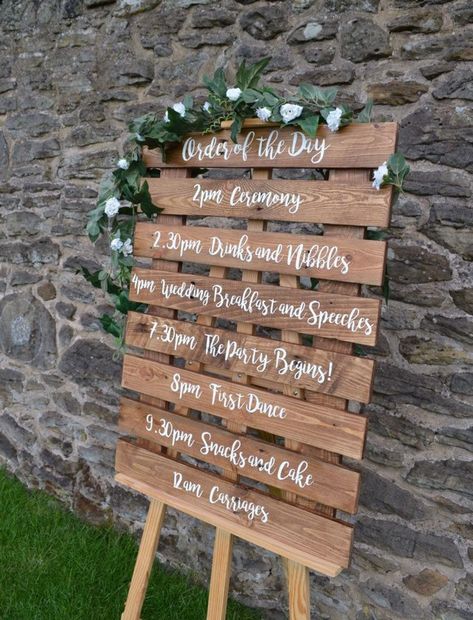 Wedding Number Table, Order Of The Day Sign, Order Of The Day Wedding, Number Table, Pallet Wedding, Rustic Wedding Photos, Cricut Wedding, Wedding Consultant, Order Of The Day