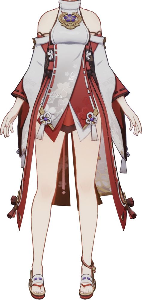 Yea Miko Outfit, Yae Miko Character Sheet, Yae Miko Full Body Art, Yae Miko Reference Sheet, Yae Miko Reference, Genshin Impact Outfits, Yea Miko, Yae Miko Cosplay, Fantasy Queen