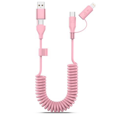 PRICES MAY VARY. Car Accessories: Keep your car console tidy with our coiled cable. This CarPlay cable extends 2-3 feet when needed and retracts to 1-foot, preventing clutter and tangles. Switch to Connect: Enjoy smooth transitions between USB-C and USB-A with our 2-in-1 double-input car charger cable. Compatible with all chargers, regardless of USB-C or USB-A ports, for versatile connectivity. Multi Charger Cable: Equipped with USB-C and Lightning connectors. Efficiently powers all iPhone model Smooth Transitions, Car Console, Charger Cord, Apple Carplay, Lightning Cable, Charger Adapter, Phone Charger, Car Charger, Android Auto