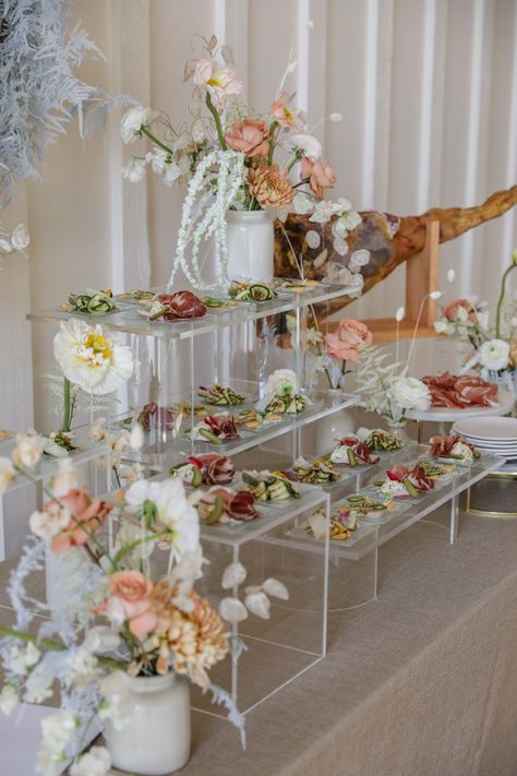 Elegant Charcuterie, Wedding Canapes, Bridal Boutique Interior, Wedding Food Display, Charcuterie Table, Buffet Presentation, Food Display Table, Catering Table, Catering Food Displays