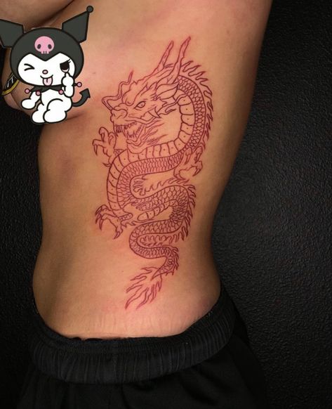 Dragon On Side Tattoo, Dragon Tattoo On Side Ribs Women, Rib Dragon Tattoo For Women, Red Dragon Rib Tattoo, Side Dragon Tattoos Women, Red Dragon Tattoo For Women Thigh, Dragon Tattoo For Women Ribcage, Dragon Tattoo On Side Ribs, Dragon Side Tattoo For Women