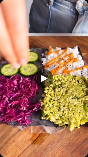 442 reactions · 125 shares | BEST Vegan Sushi Wraps 🍣 Comment WRAPS and I’ll send you the recipe!  For all recipes, head to @_plantbaes_ and tap the 🔗 or Google “plantbaes Vegan Sushi Wrap” 💕  Ingredients: Shredded Tofu Avocado Mix - extra firm tofu - avocado - scallion - lime juice - coconut aminos  Wraps - red cabbage - sea salt flakes - nori sheets - rice paper - sushi rice - cucumber - sriracha mayo - black sesame seeds  #sushi #sushiwraps #quickmeals #healthywrap #plantbased #veganrecipes #vegetarian | Foodie | technoandhousemusic · Original audio Sushi Wraps, Wrap Ingredients, Shredded Tofu, Healthiest Recipes, Tofu Avocado, Paper Sushi, Sushi Wrap, Nori Sheets, Juice Coconut