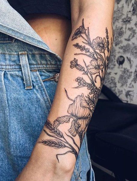 Vintage Tattoo Sleeve, Carnation Tattoo, Tattoo White, Tattoos For Women Half Sleeve, Floral Tattoo Sleeve, Forearm Tattoo Women, Flower Tattoo Sleeve, Leg Sleeve Tattoo, Halloween Tattoo