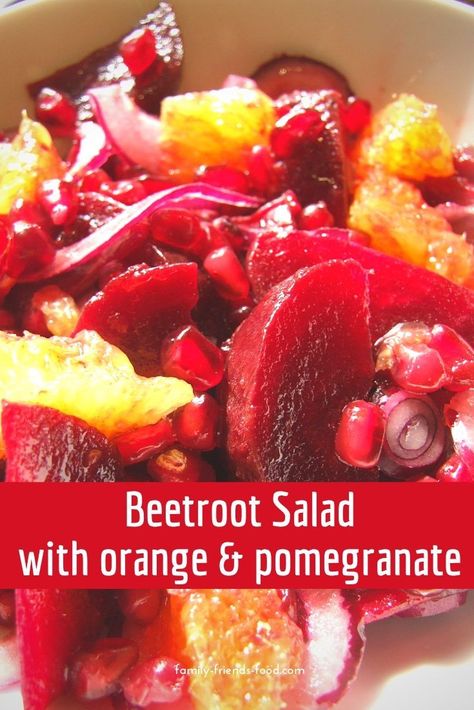 A nutritious, quick and simple beetroot salad. Earthy beets are paired with zesty orange and the fragrant sharp-sweet crunch of pomegranate seeds. Beautiful and delicious!  #beets #salad #pomegranate #fresh #easyrecipe #sidedish #delicious Salad Beetroot Recipes, Beetroot Salad Recipes, Salad Pomegranate, Beets Salad, Salad With Fresh Herbs, Salad With Pomegranate, Beetroot Recipes, Kosher Cooking, Beet Salad Recipes