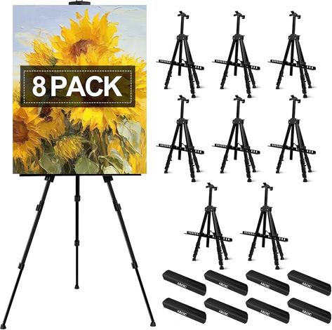 Amazon.com: AROIC 8 Pack Painting Display Easel Stand Portable Adjustable Metal Tripod Artist Canvases Height from17to66Inch Extra Sturdy forTable-Top/Floor Painting, Drawingand Displaying,Black with8Storage Bag : Office Products Painting Display, Floor Painting, Display Easel, Easel Stand, Top Floor, Painted Floors, Office Products, Artist Canvas, Tripod