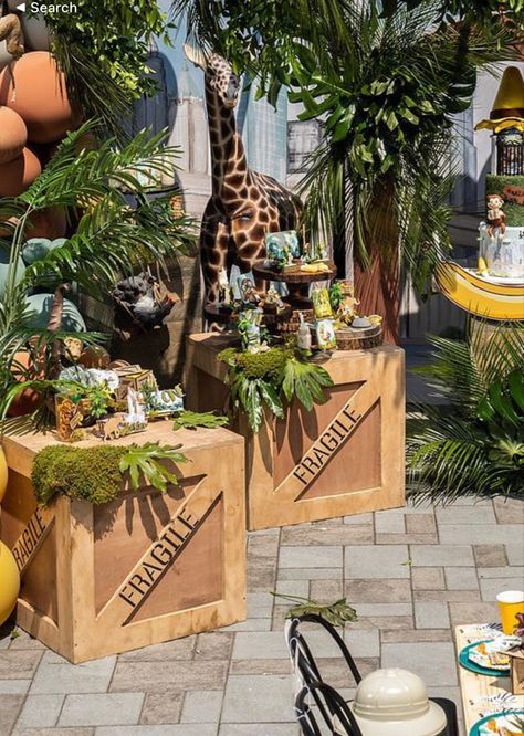 Jungle Theme Event Decor, Safari Backyard Decor, Safari Crates Jungle Theme, Animal Kingdom Party Decorations, Welcome To The Jungle Theme Party, Outdoor Jungle Party, Mickey Jungle Safari Party, Jungle Theme Event, Adult Jungle Theme Party