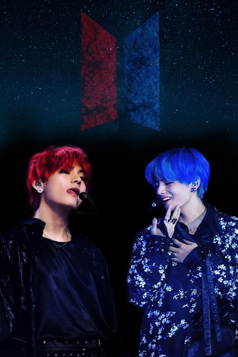 Tae <3 Duality Red Hair Blue Hair Taehyung Wallpaper V BTS V Blue Hair Wallpaper, Taehyung In Red Hair, Taehyung Blue Hair Wallpaper, Taehyung Blue Hair Aesthetic, Kim Taehyung Red Hair, V Red Hair, V Blue Hair, Blue Hair Taehyung, Blue And Red Wallpaper