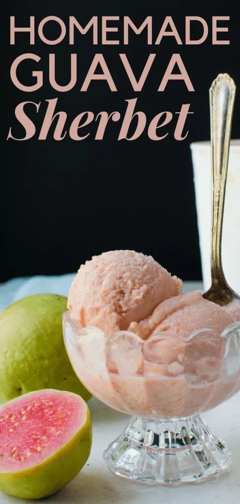 Guava Ice Cream Recipe, Guava Sherbet, Homemade Sherbet, Guava Sorbet, Guava Ice Cream, Guava Desserts, Guava Cake, Guava Recipes, Summer Fruit Desserts