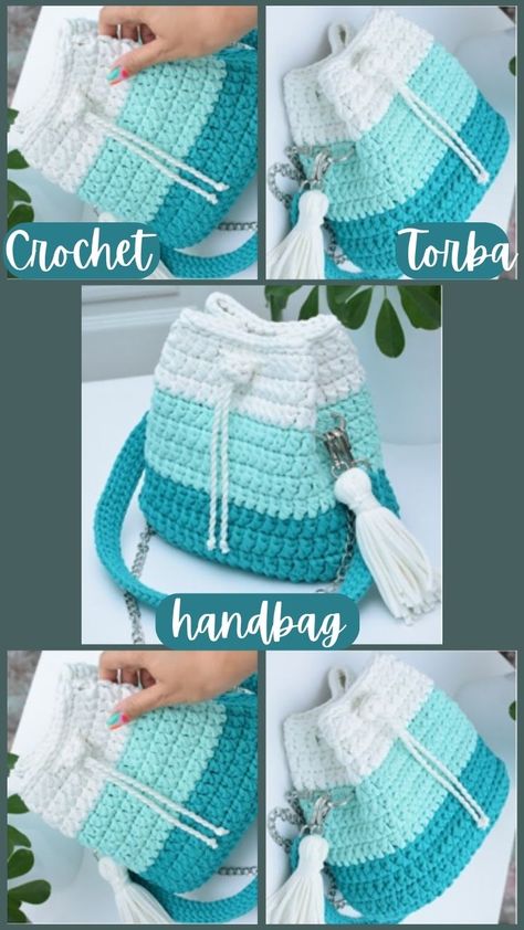 Crochet Torba Handbag Free Pattern - Crocheted World Crochet Backpack Free Pattern, Backpack Crochet Pattern, Tote Crochet, Crochet Backpack Pattern, Knitting Diy, Crochet Purse Pattern Free, Free Crochet Bag, Cozy Crochet Patterns, Crochet Backpack