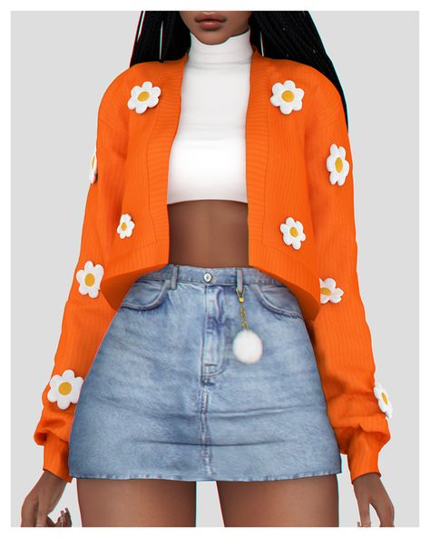 🌼 Crop Turtleneck with Cardigan 🌼 | Patreon Turtleneck With Cardigan, Crop Turtleneck, The Sims 4 Cabelos, The Sims 4 Skin, Pelo Sims, Free Sims 4, Sims 4 Body Mods, Tumblr Sims 4, Sims 4 Cc Folder