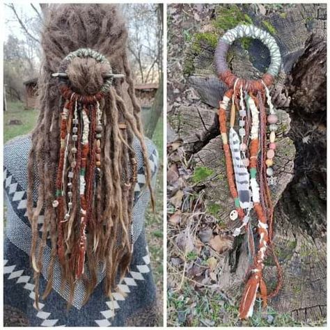 Dread Hair Accessories, Viking Hair Wrap, Dreadlock Hair Accessories, Braids In Hair Aesthetic, Dread Accessories Diy, Dreadlock Jewelry Diy, Boho Hair Accessories Diy, Diy Dreadlock Accessories, Decorated Dreads