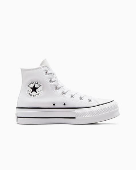 Chuck Taylor All Star Lift Platform @converse Converse Platform White, White Converse Platform, White Converse Outfit, Wishlist Shoes, Womens White Converse, White Platform Converse, All Star Platform, White Converse Outfits, Trajes Country