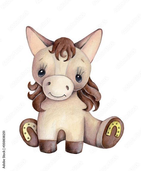 Cute cartoon pony horse sitting, pretty toy animal. Isolated on white. Watercolor hand drawn illustration. Stock Illustration | Adobe Stock Horse Sitting, Horse Illustration, Horse Pony, Pony Horse, White Watercolor, Baby Horses, Sitting Pretty, Hand Drawn Illustration, Drawn Illustration