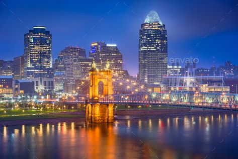 Cincinnati, Ohio, USA skyline by SeanPavonePhoto. Cincinnati, Ohio, USA skyline on the river at night. #AD #USA, #Ohio, #Cincinnati, #skyline Cincinnati Ohio Skyline, Cincinnati Skyline Tattoo, Ohio Cincinnati, River At Night, Usa Skyline, Date Spots, Skyline Tattoo, Cincinnati Skyline, Cincinnati Art