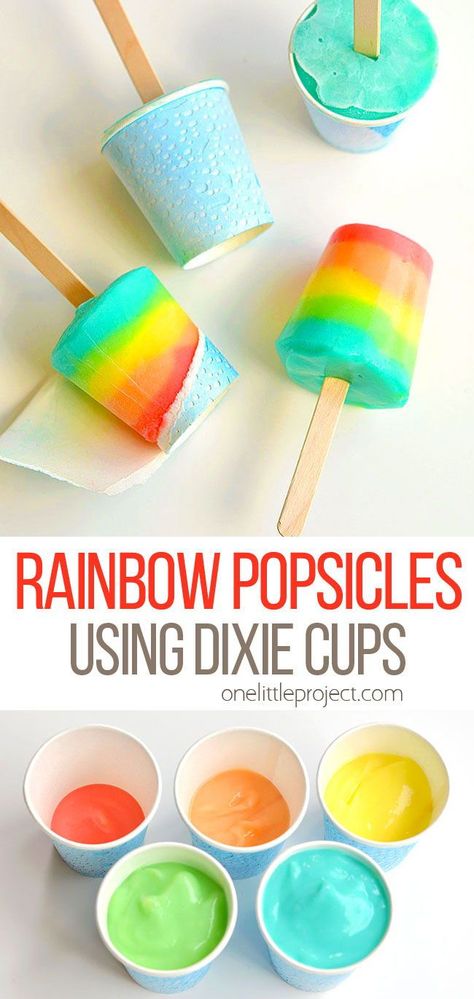 Summer Treats Art For Toddlers, Rainbow Snacks Preschool, Easy Diy Popsicles, Easy Home Made Popsicles For Kids, Easy Kid Treats To Make, Make Your Own Popsicles For Kids, Summer Time Fun For Kids, Summer Treat Crafts For Toddlers, Homemade Freezies For Kids