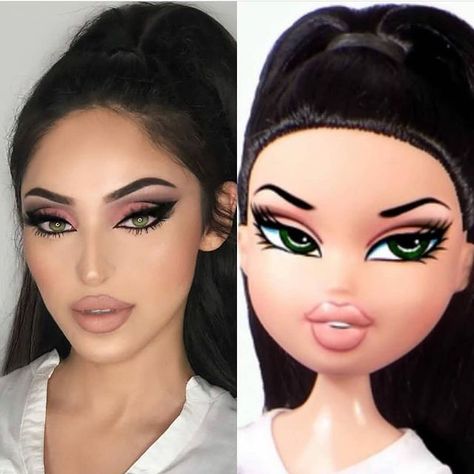 Bratz Doll Makeup, Drag Make-up, Doll Eye Makeup, Barbie Makeup, Makeup Challenges, Beauty Make-up, Doll Makeup, Halloween Costumes Makeup, Maquillage Halloween