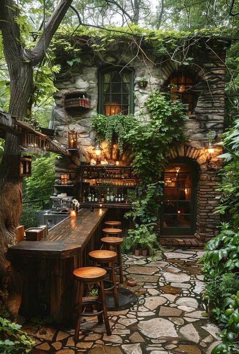 JOJADOJA. Outdoor Decor Backyard, Stone Houses, Off Grid Living, Backyard Patio Designs, Dream House Exterior, Outdoor Bar, Pretty House, Dream House Decor, Backyard Decor