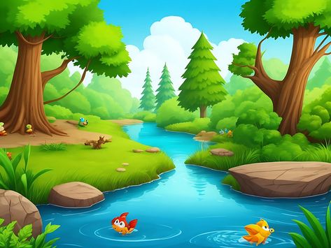 Cartoon Character Nature Scene Of River In The Forest#pikbest##Backgrounds Boy Cartoon Drawing, River In The Forest, Forest Backgrounds, Forest Cartoon, Reka Bentuk Grafik, Background Images Free Download, River Forest, Forest Scenery, Forest Background