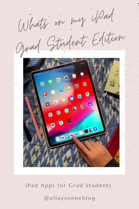 What's on my iPad: Grad Student Edition | iPad Apps for Grad Students — ella yvonne Student Ipad Apps, Ipad Apps For College Students, Ipad Apps Organization, Student Apps, Np School, Planner Apps, Ipad Organizer, Ipad Hacks, Kanban Board